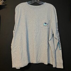 Vineyard Vines Halloween Long Sleeve Shirt 2XL Gray Whale Graphic Pocket Tee